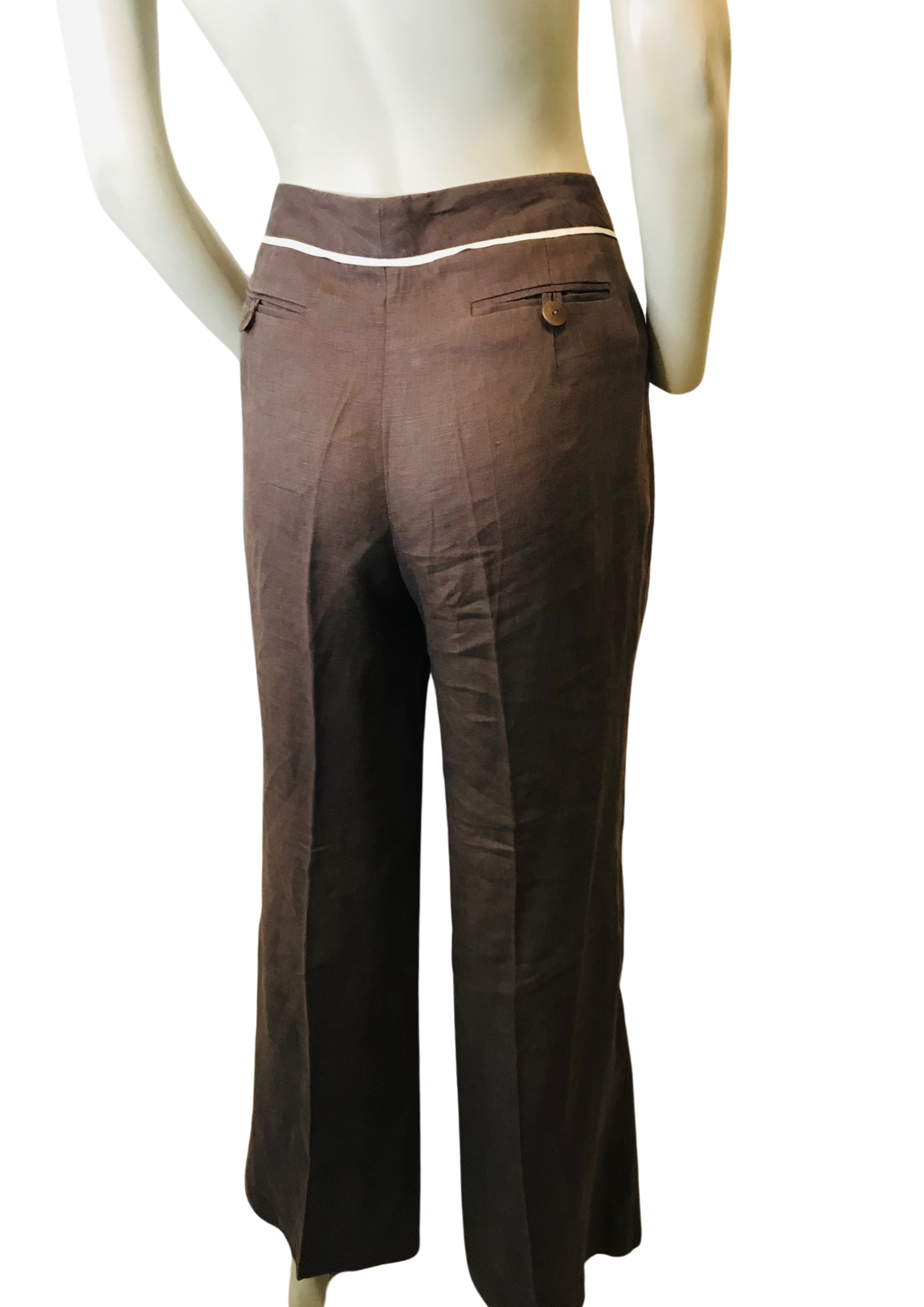 Pantalon marron 100% Lin Taille 40