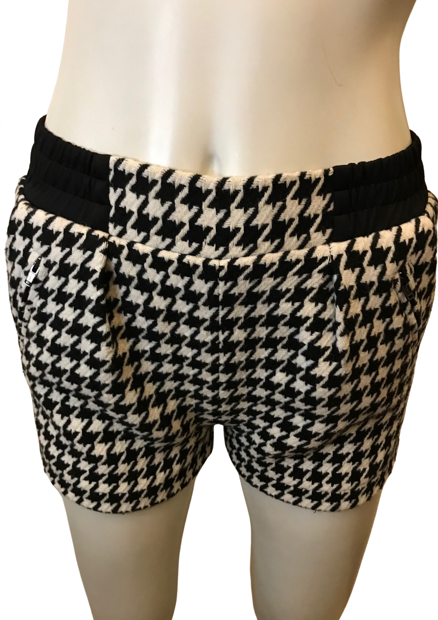 Short en laine mélangée motifs pied de poule Taille 34